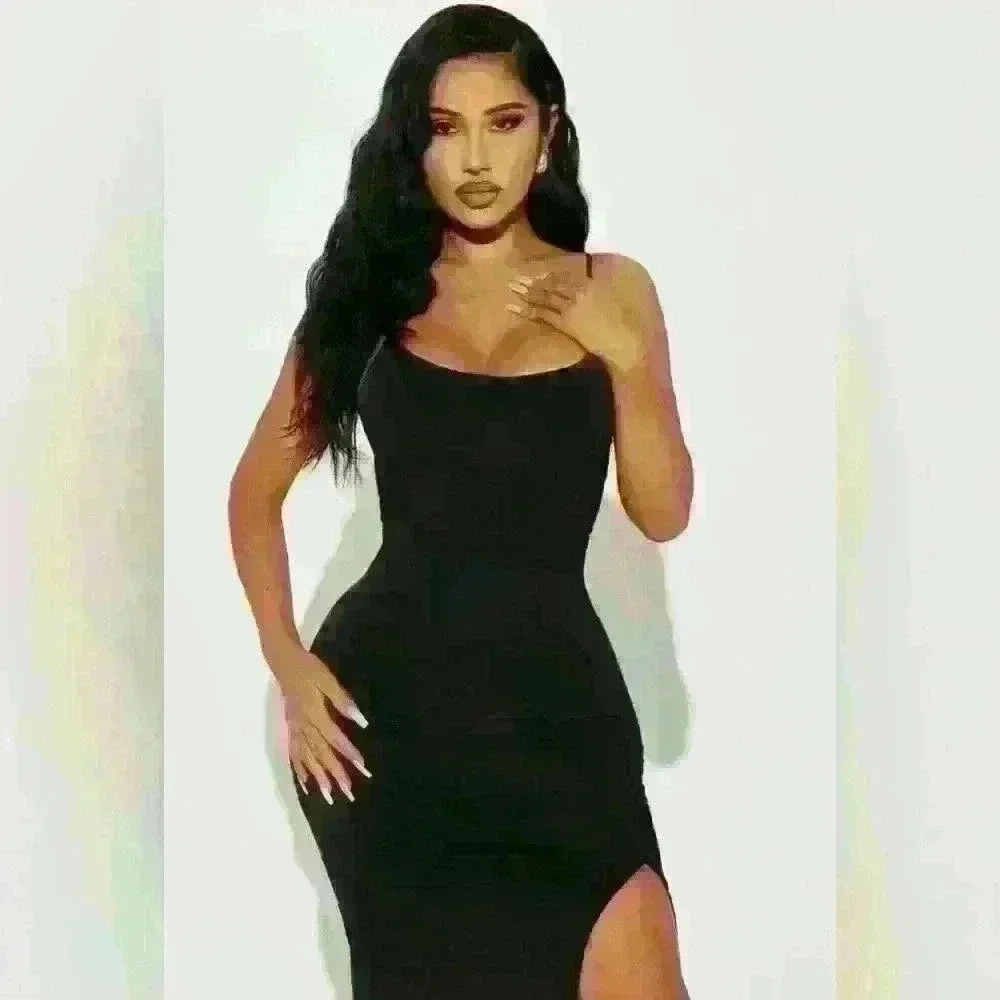 New with tags. Fashion Nova London Cami Midi Dress - Black. Size M - Picture 2 of 4